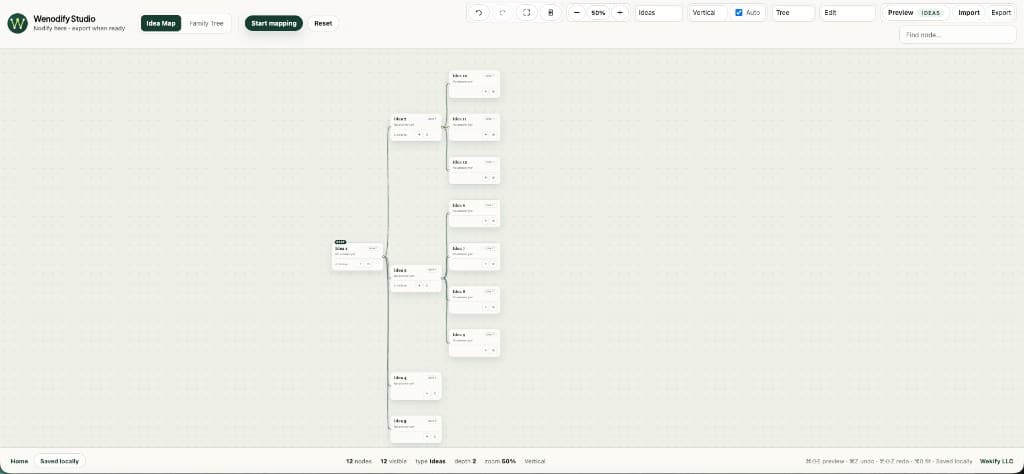 Conversation idea map example in Wenodify