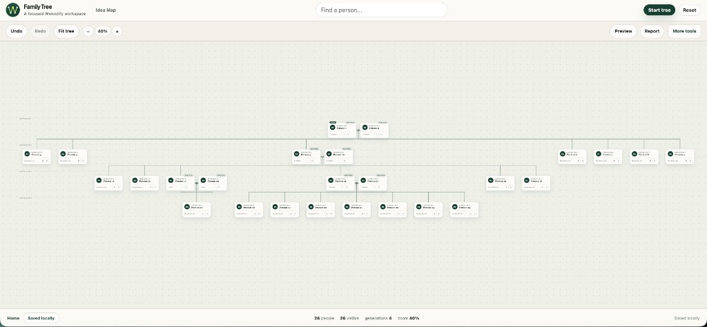 Wenodify Family Tree with 26 people across four generations